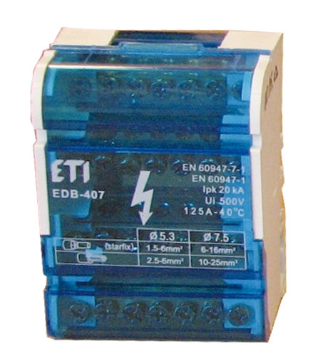 Распределительные блоки EDB на Din рейку EDB-407