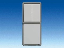 Комбинация двухклавишного выключателя и розетки с заземлением - Комбинированные выключатели/кнопки и розетки