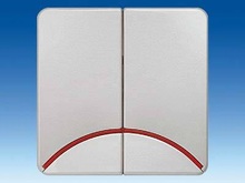 Клавиша двойная нейтральная, красная дуга - Кнопки и выключатели